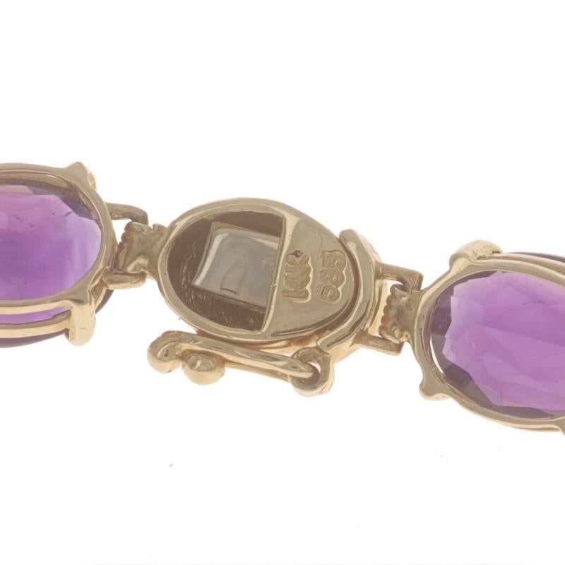 Pulsera Tenis Amatista Oro Amarillo 7 1/4