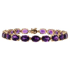 Yellow Gold Amethyst Tennis Bracelet 7 1/4" - 14k Oval 23.75ctw