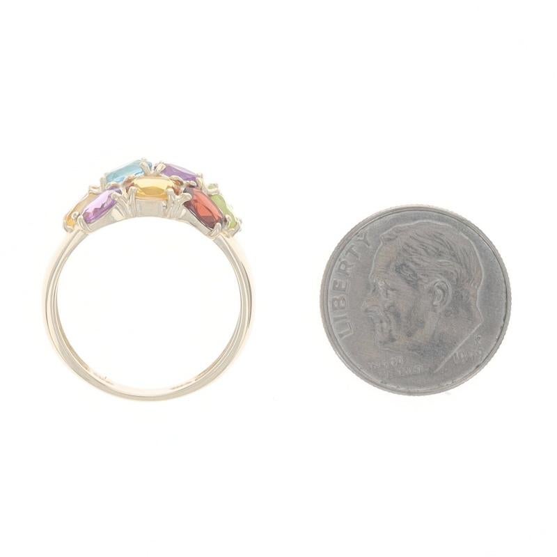 Women's Yellow Gold Amethyst Topaz Citrine Cluster Cocktail Band - 14k Oval 2.54ctw Ring For Sale
