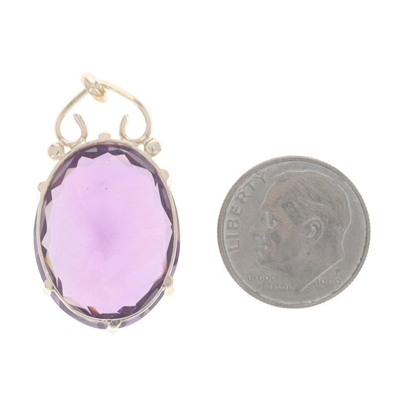 Pendentif solitaire vintage en or jaune avec améthyste - 14k ovale 22.60ct Excellent état - En vente à Greensboro, NC