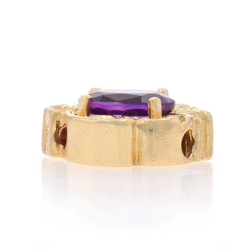 Oval Cut Yellow Gold Amethyst Vintage Solitaire Slide Charm - 14k Oval 1.75ct For Sale