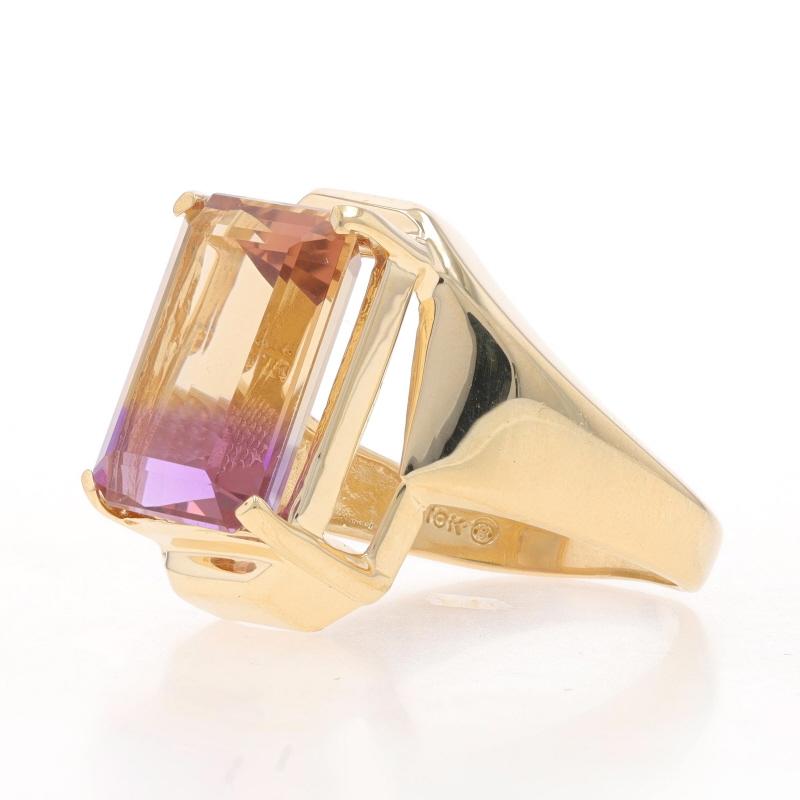 Anillo Bypass Cocktail Solitario Ametrina Oro Amarillo - 10k Corte Esmeralda 5.96ct en Excelente Estado en Greensboro, NC