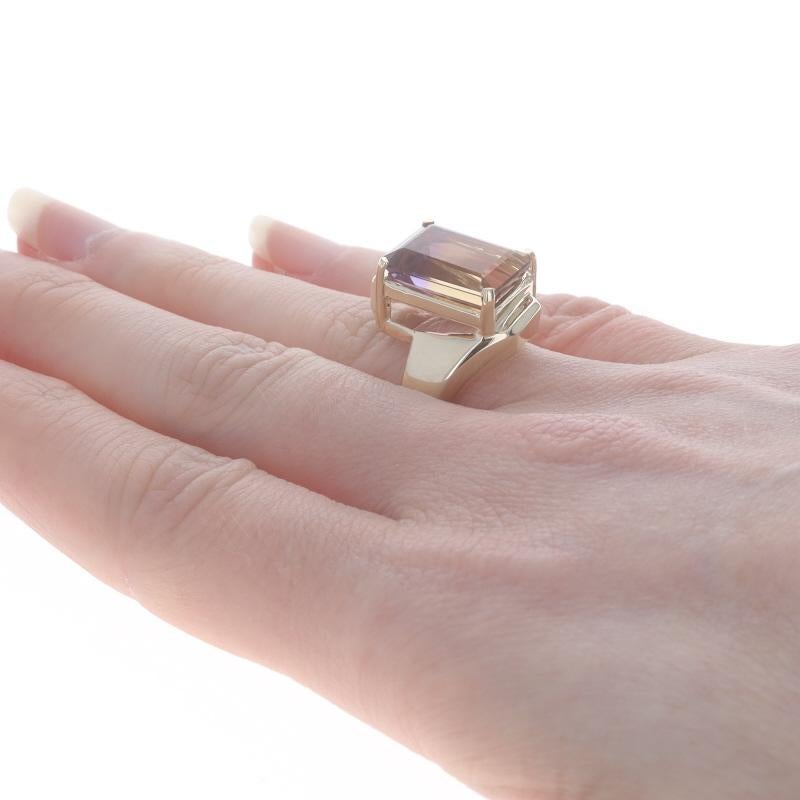 De las mujeres Anillo Bypass Cocktail Solitario Ametrina Oro Amarillo - 10k Corte Esmeralda 5.96ct