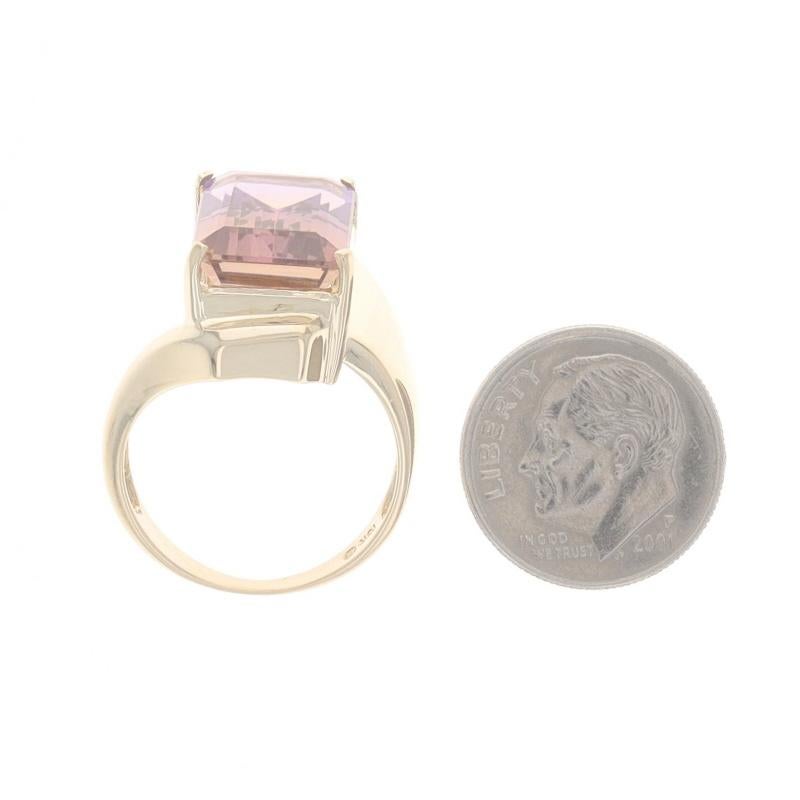 Anillo Bypass Cocktail Solitario Ametrina Oro Amarillo - 10k Corte Esmeralda 5.96ct 1