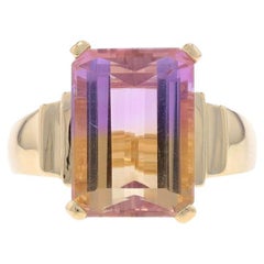 Anillo Solitario Cóctel Ametrina Oro Amarillo - 14k Esmeralda 6.70ct