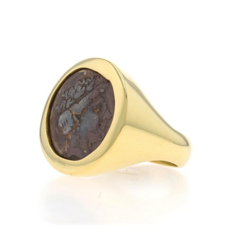 Bague pour homme en or jaune avec pièce de monnaie de la Grèce antique - 18k Apollo Silver Custom Pour hommes en vente