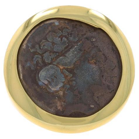Bague pour homme en or jaune avec pièce de monnaie de la Grèce antique - 18k Apollo Silver Custom