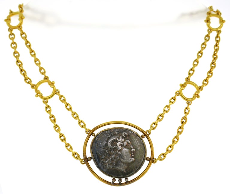 Yellow Gold Ancient Greek Coin Necklace, Helen Woodhull 1979 at 1stDibs ...