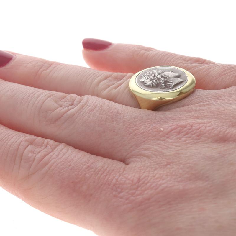 Bague en or jaune en forme de pièce de monnaie de la Grèce antique 18k Apollo Personnalisé en vente 1