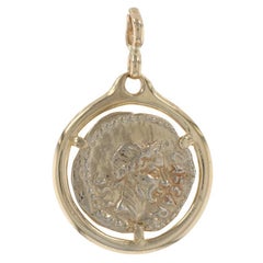 Gelbgold Antike römische Münze Kopie Anhänger, 14k Replica