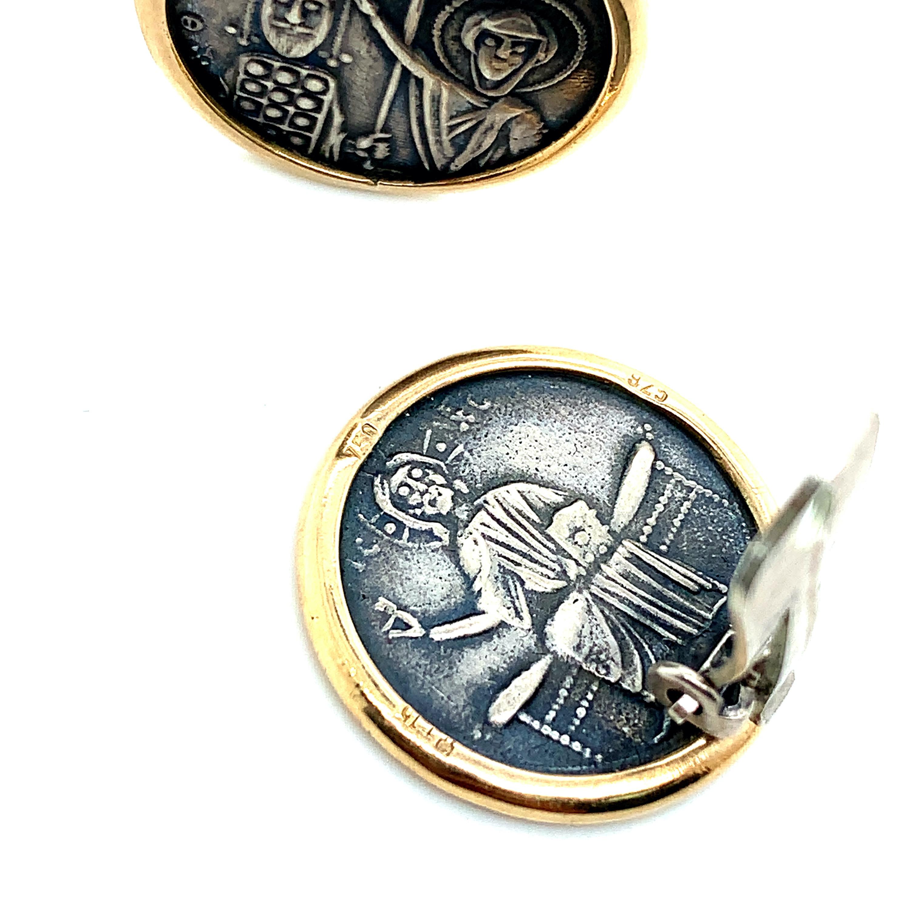Gelbgold antike römische Münze Ohr Clips für Damen oder Herren im Angebot