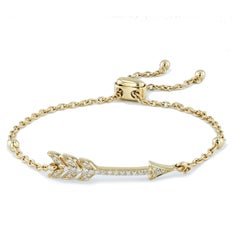 Yellow Gold and 0.22 Carat Diamond Slide Clasp Arrow Bracelet