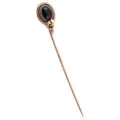 Yellow Gold and Banded Agate Stickpin