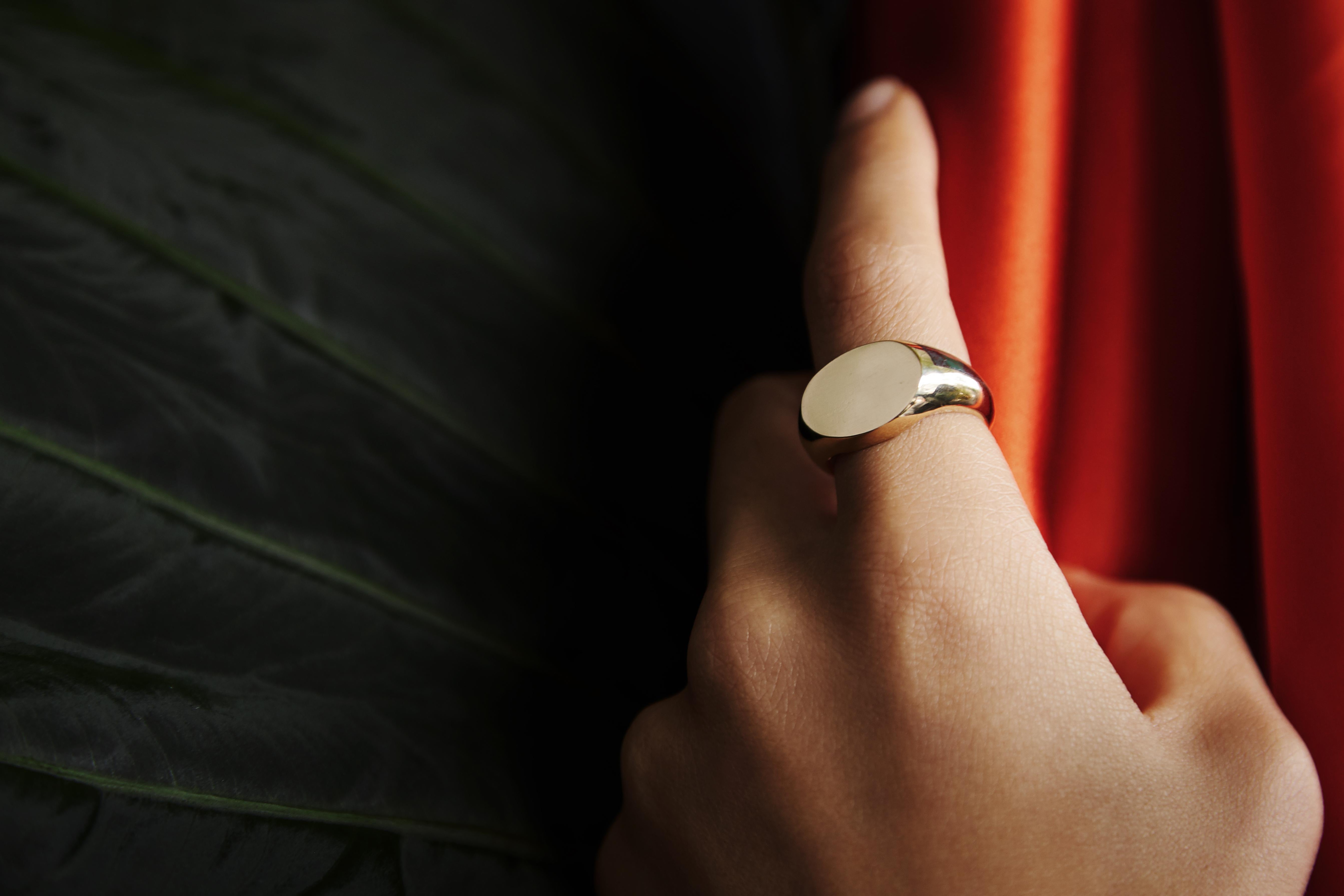 Yellow Gold and Bloodstone Signet Ring by KRSN Studio In New Condition For Sale In Brooklyn, NY