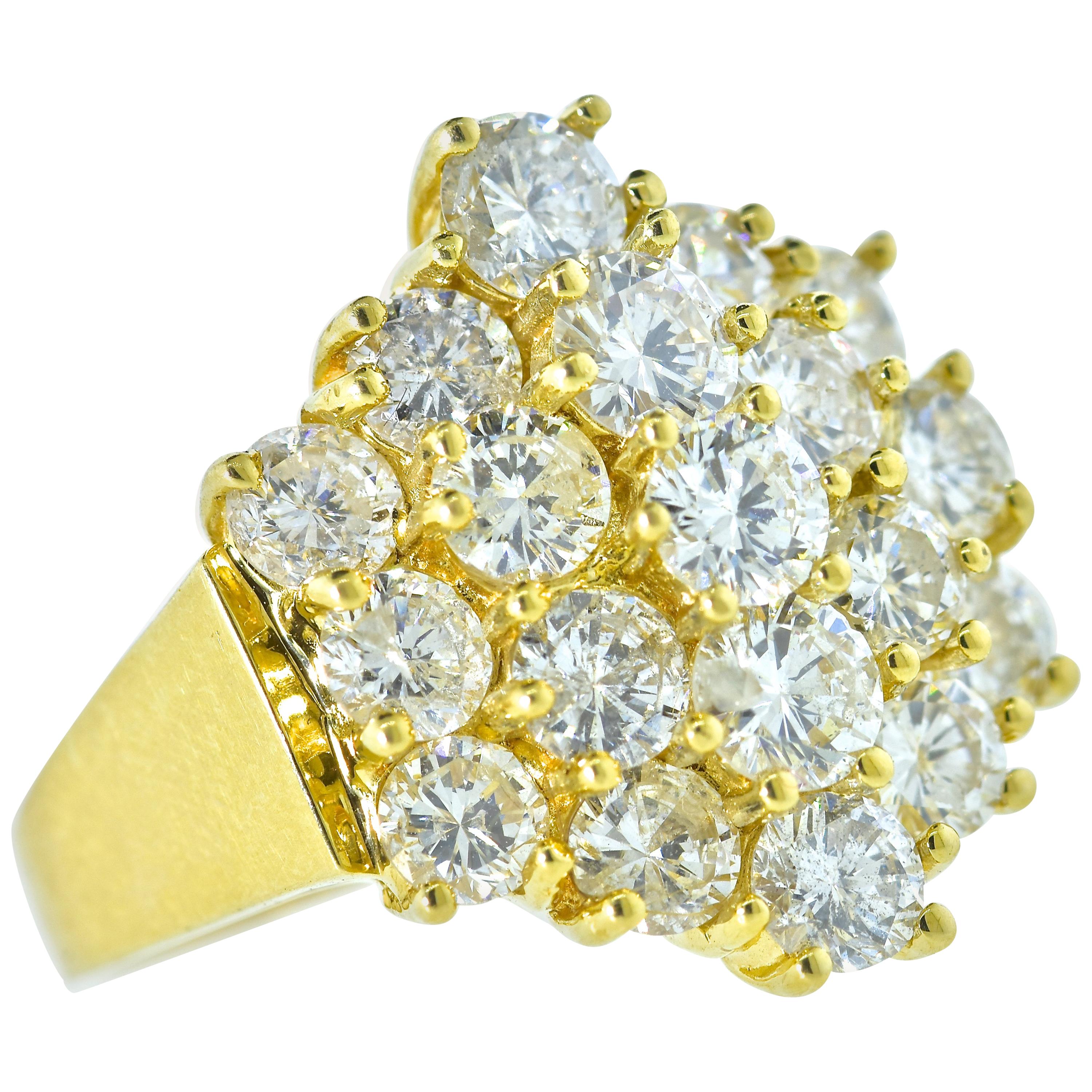 Women's or Men's Yellow Gold and Brilliant Cut Diamond Ring