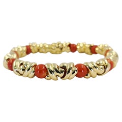 Vintage Yellow Gold and Coral Bead Bracelet