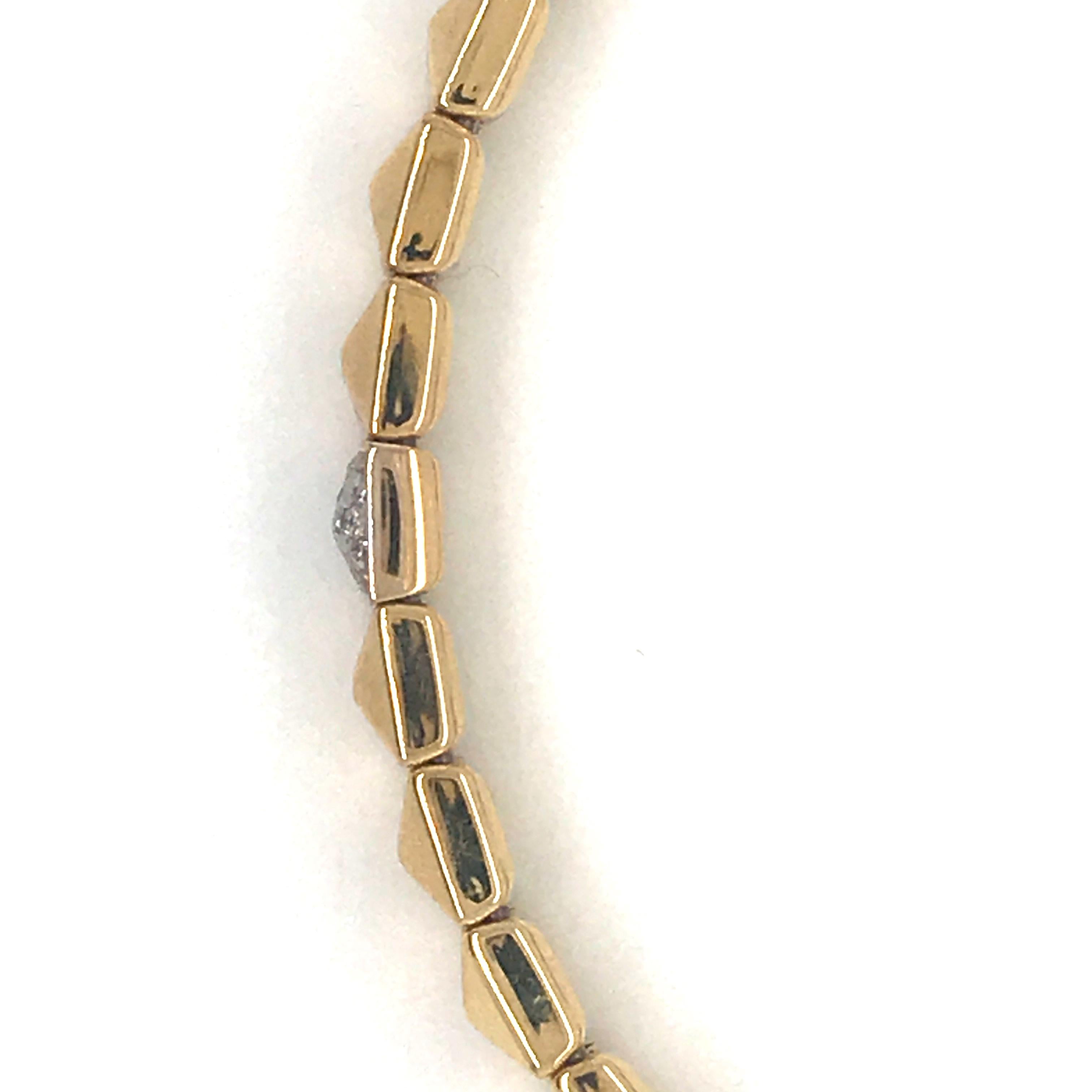 Yellow Gold and Diamond 0.60 Carat Color G Flexible Bracelet 18K Pyramid Shape 2