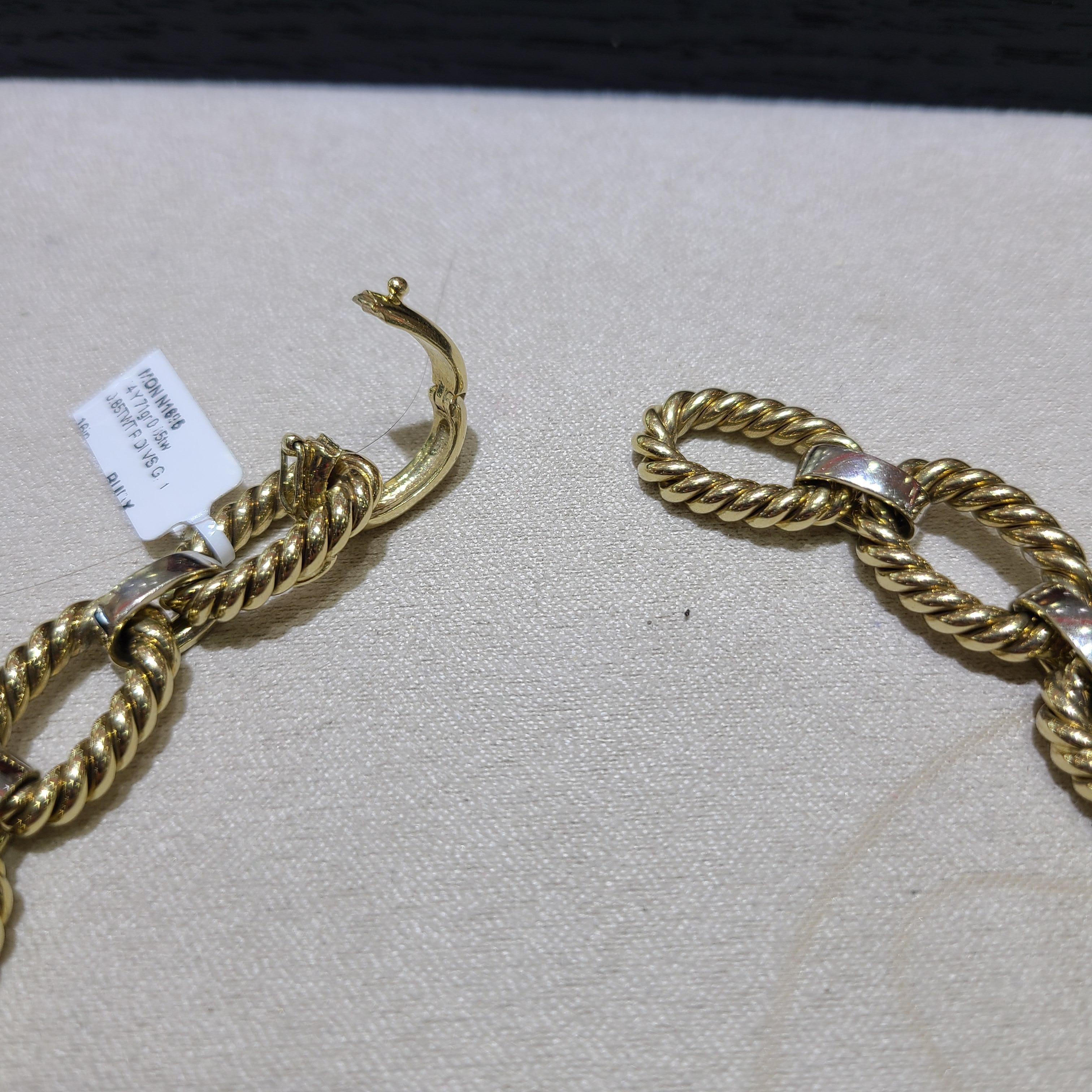 Contemporary Yellow Gold And Diamond Rope Link Necklace