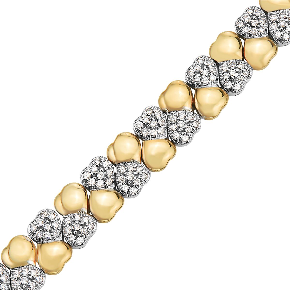 This bracelet features two carats of diamonds set in 14K yellow gold. 6.5 inch. 26.8 grams total weight. 


Viewings available in our NYC showroom by appointment.