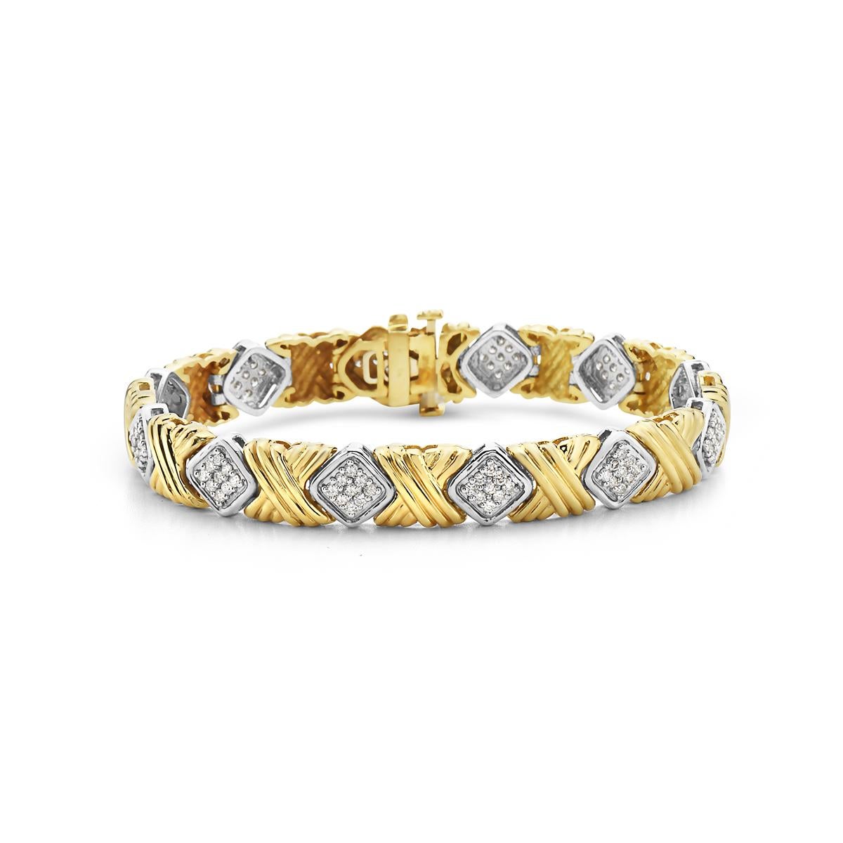 Round Cut Yellow Gold and Diamond Bracelet