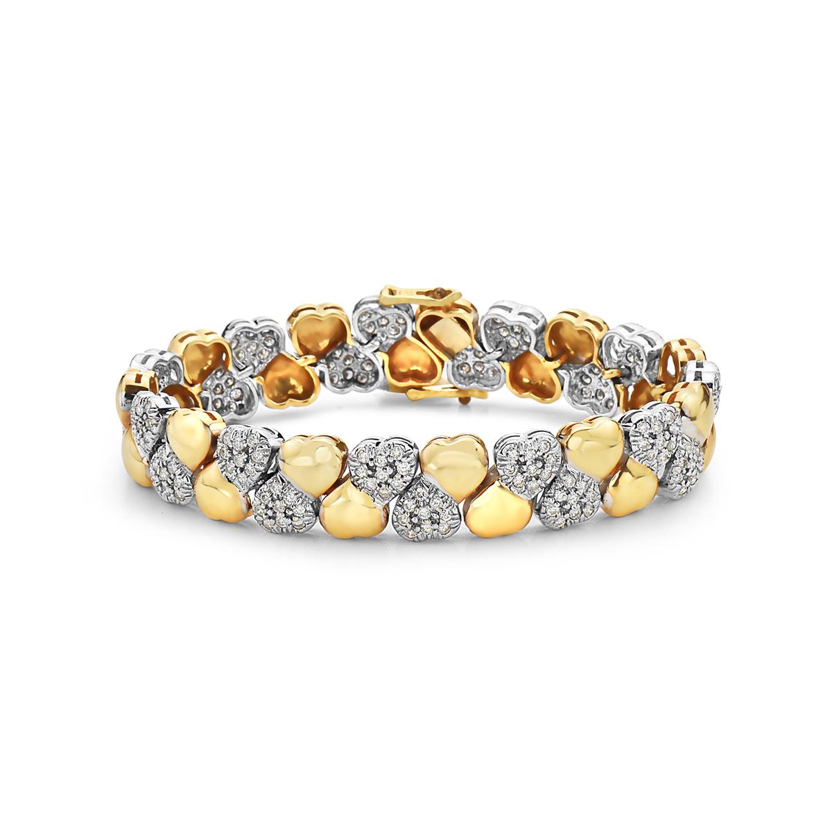 Round Cut Yellow Gold and Diamond Bracelet