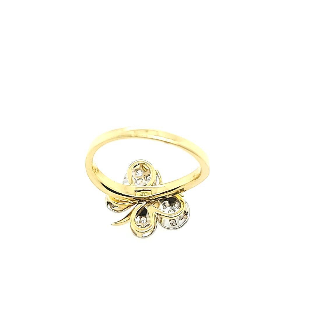 Yellow Gold and Diamond Butterfly Ring In Good Condition In Coral Gables, FL