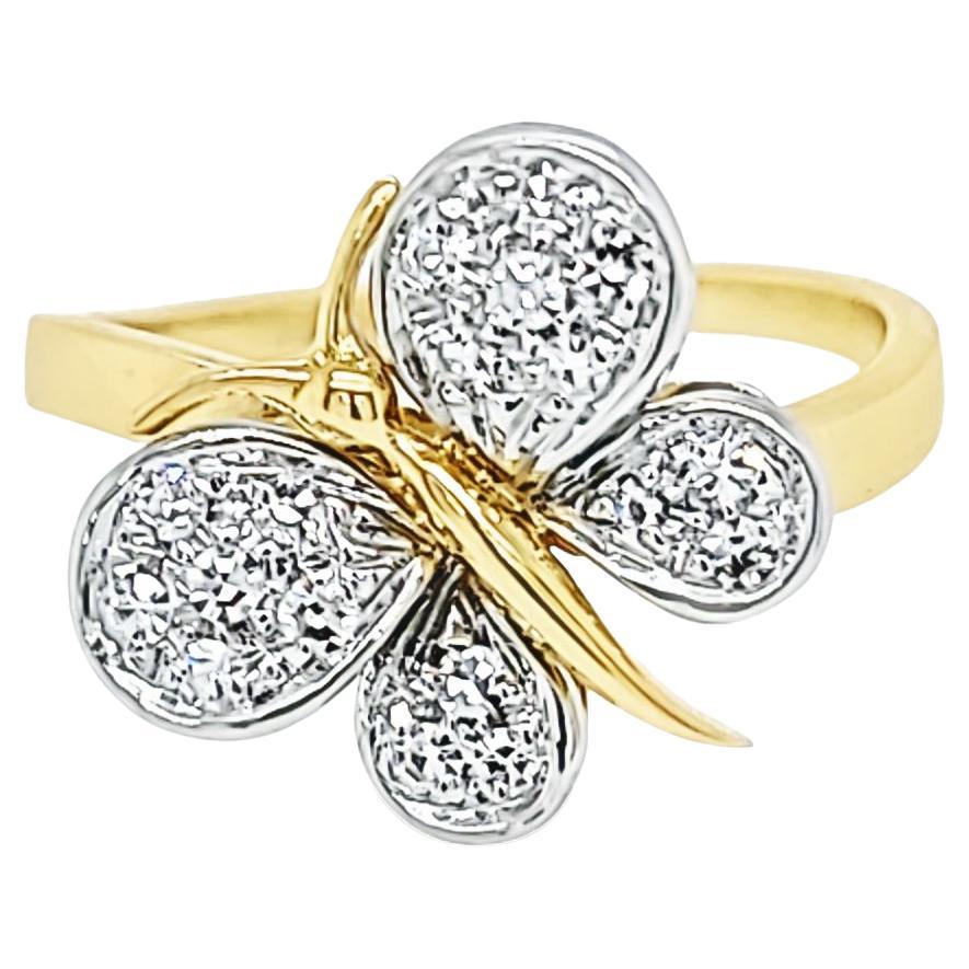 Yellow Gold and Diamond Butterfly Ring