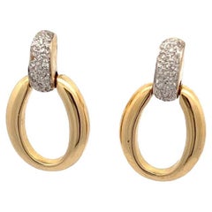 Retro Yellow Gold and Diamond Clip-On Lever Back Earrings