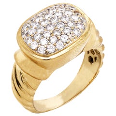 Yellow Gold and Diamond Cocktail Ring with Cable Band