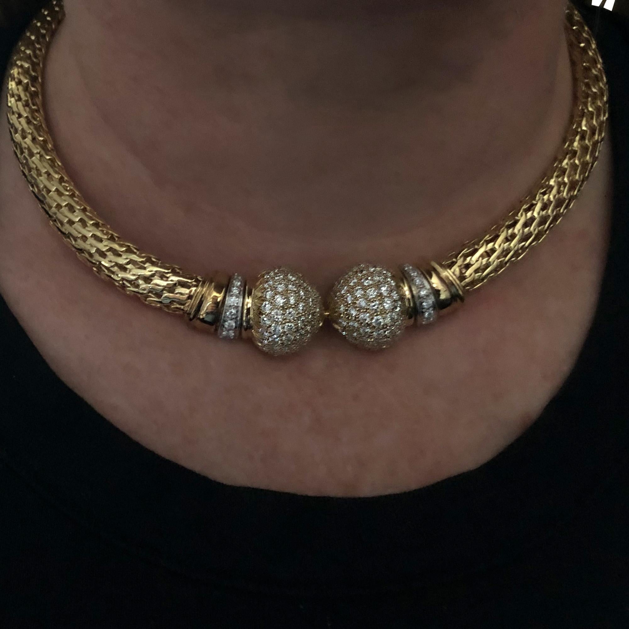 Modern Yellow Gold and Diamond Collar Necklace