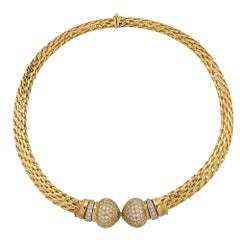 Vintage Yellow Gold and Diamond Collar Necklace