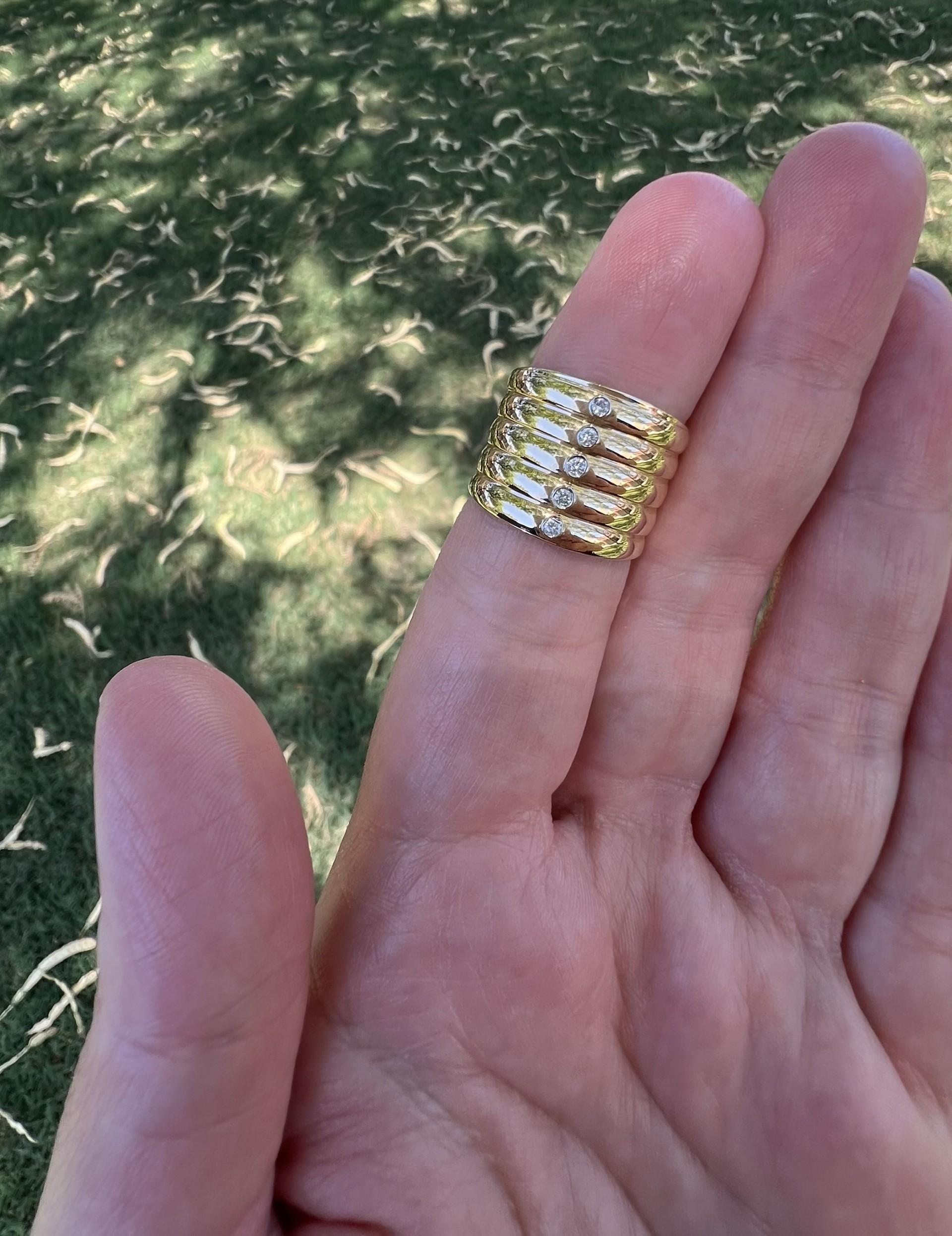 Women's or Men's Yellow Gold and Diamond Cuff Ring (Estate) For Sale