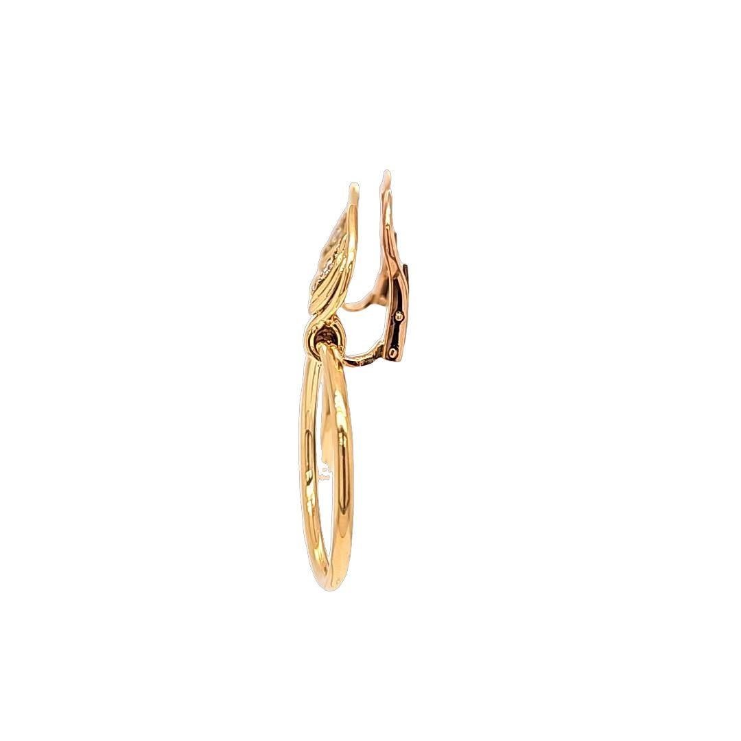 Yellow gold and diamond door knocker clip-on earrrings In Good Condition For Sale In Coral Gables, FL