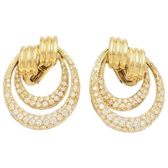 Yellow Gold and Diamond Door Knocker Earrings