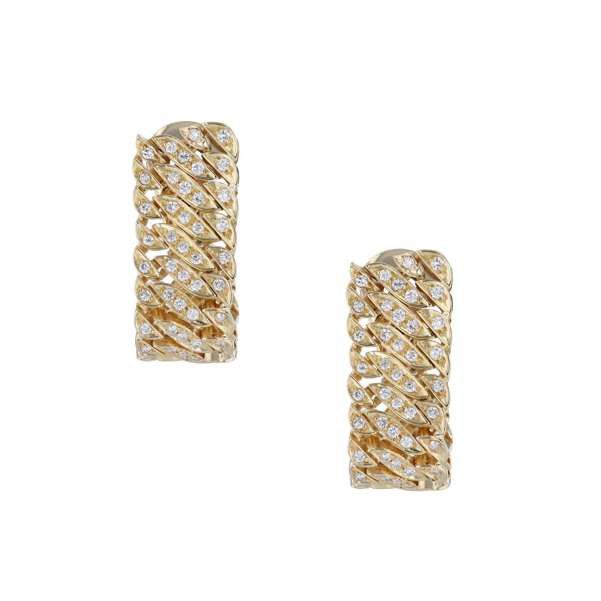 Modern Yellow Gold and Diamond Estate Earrings For Sale