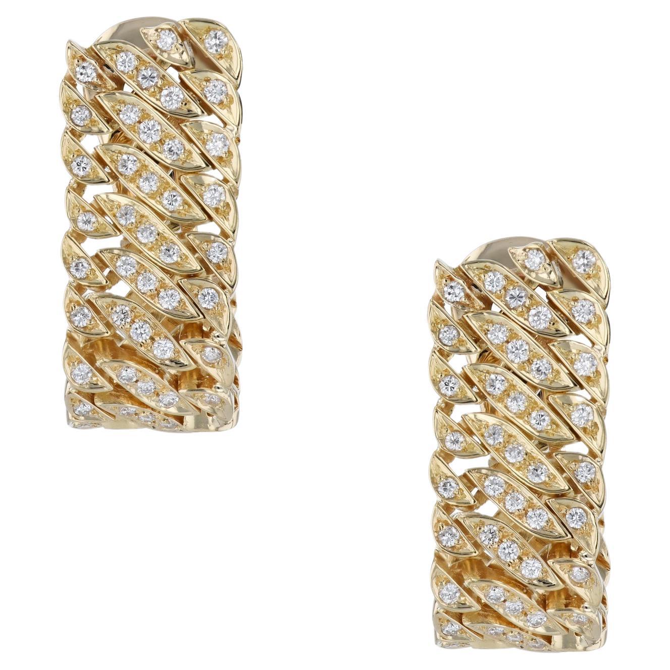 Yellow Gold and Diamond Estate Earrings For Sale