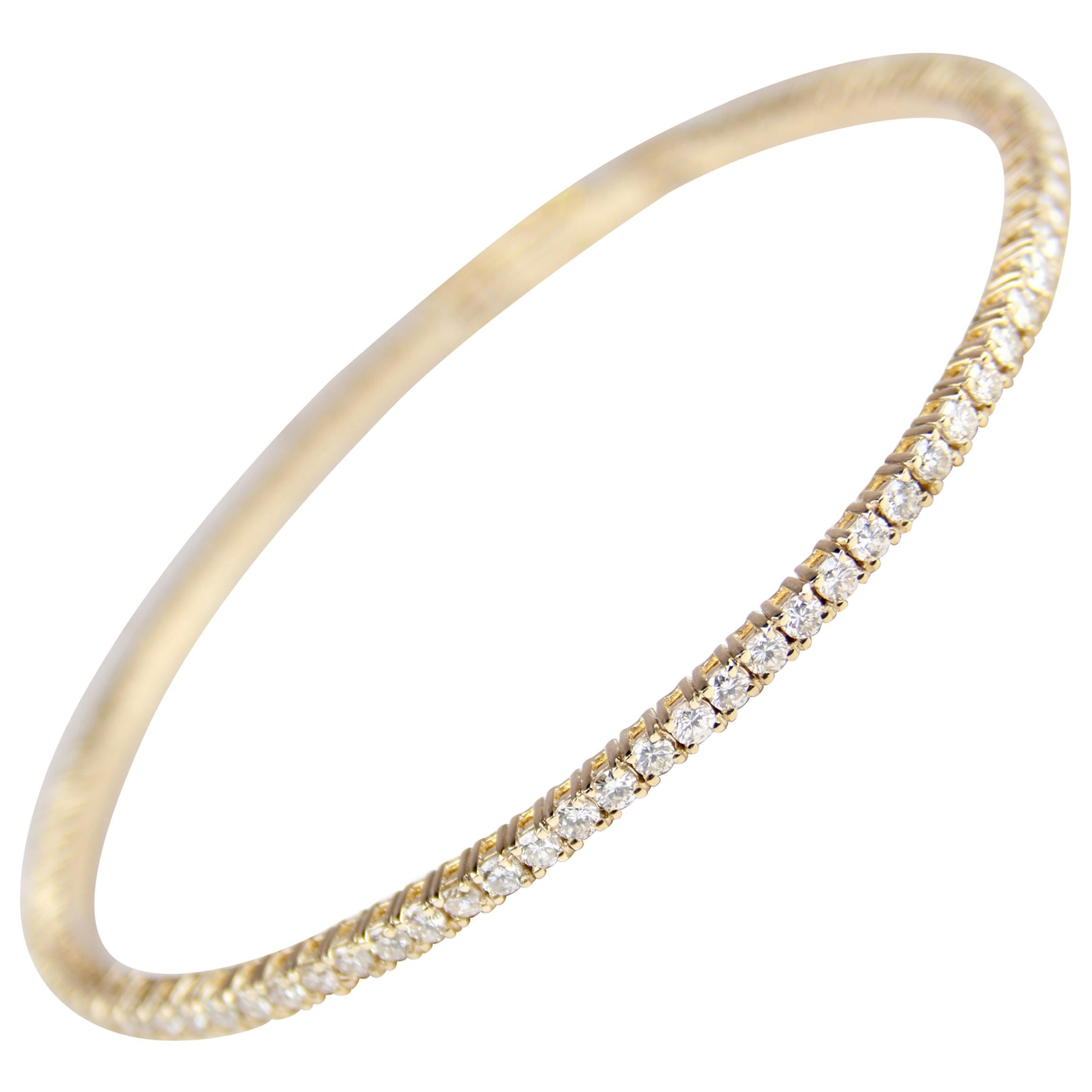 Yellow Gold and Diamond Flexible Bangle Bracelet