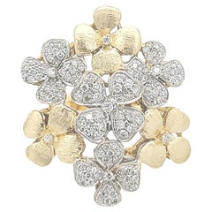 Blumen-Cluster-Ring aus Gelbgold mit Diamanten