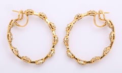Yellow Gold and Diamond Hoop Earrings
