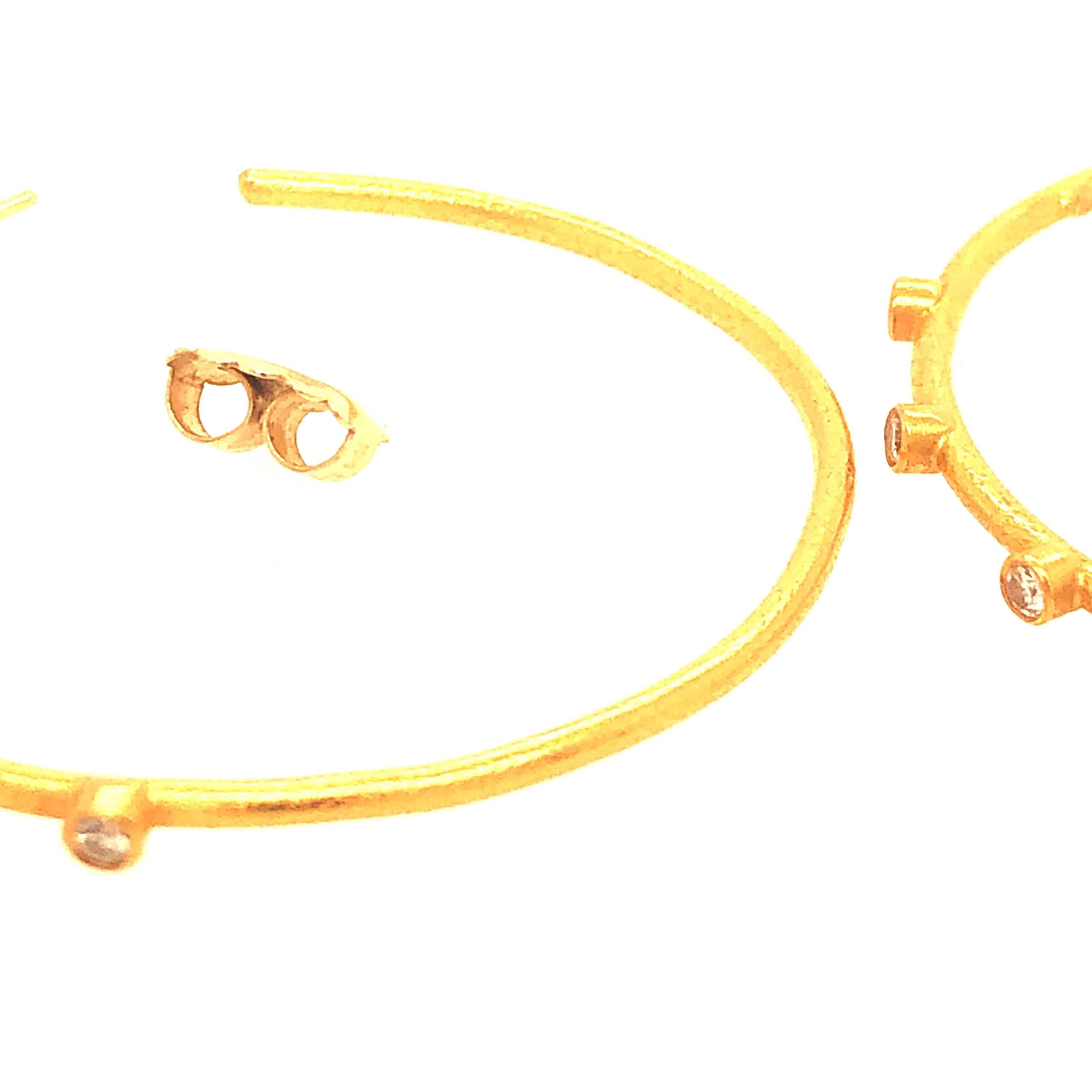 Yellow Gold and Diamond Hoops For Sale 5