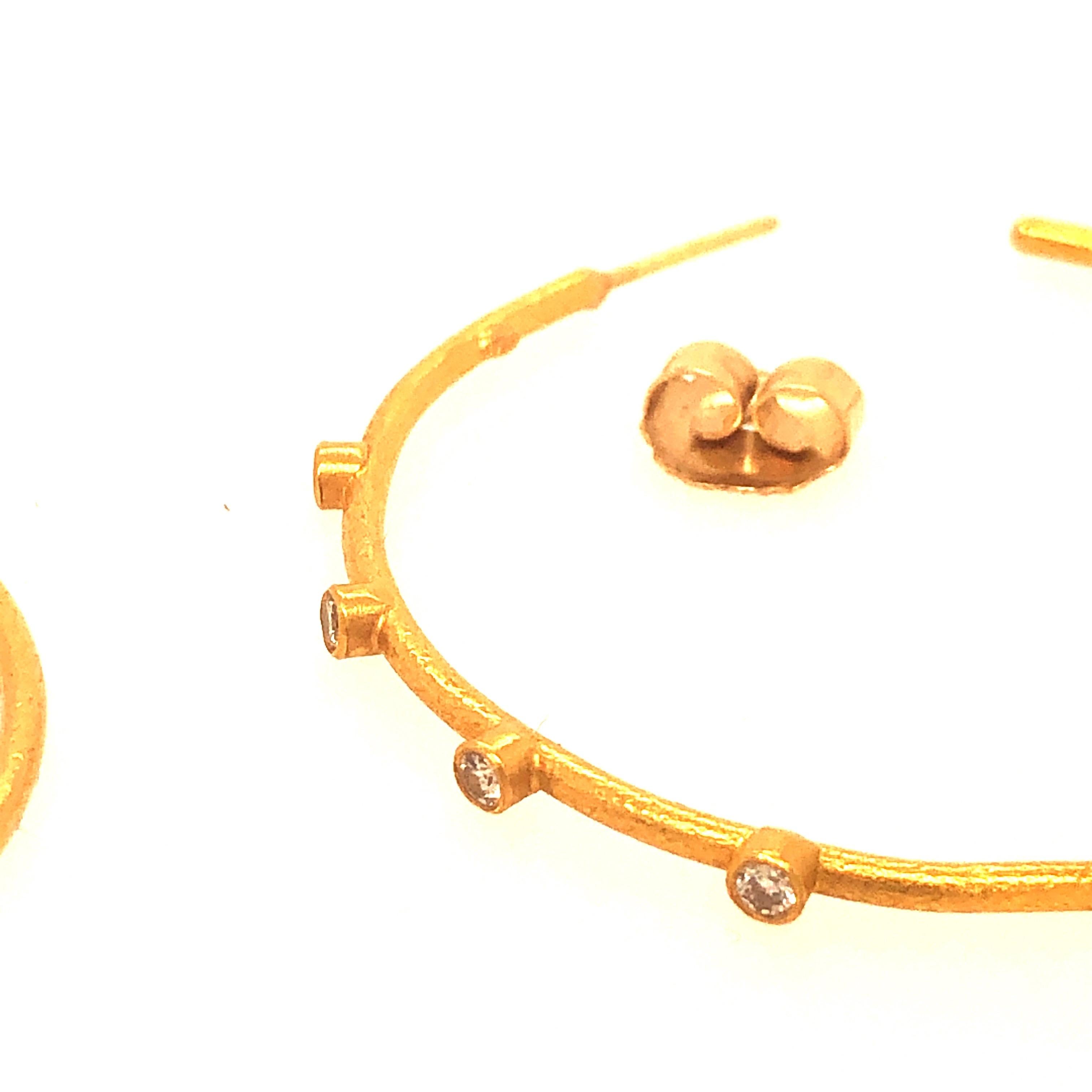 Yellow Gold and Diamond Hoops For Sale 6