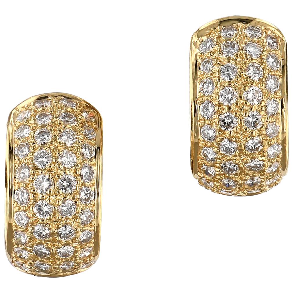 Yellow Gold and Diamond “Huggies” Earrings