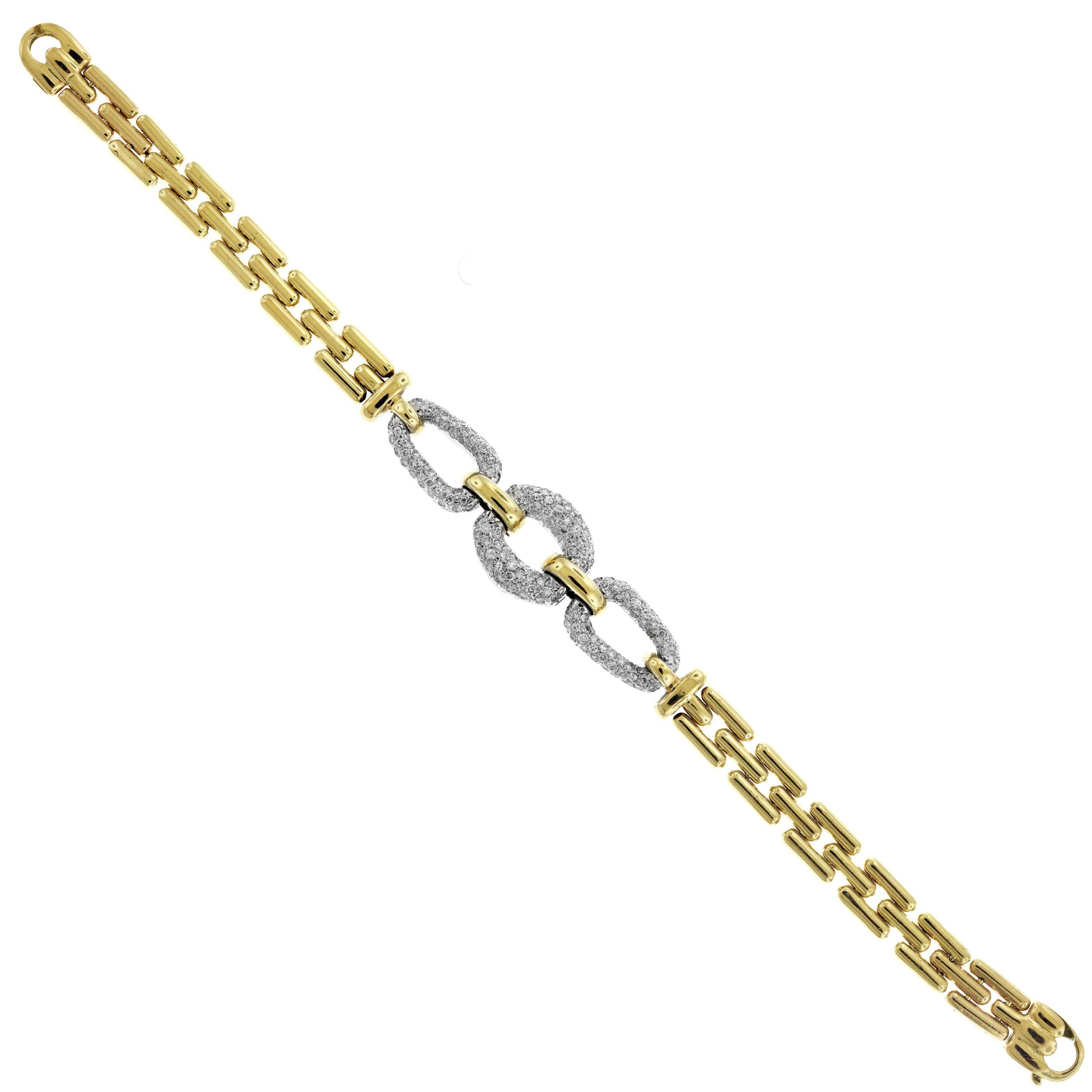 Women's Yellow Gold and Diamond Link Bracelet