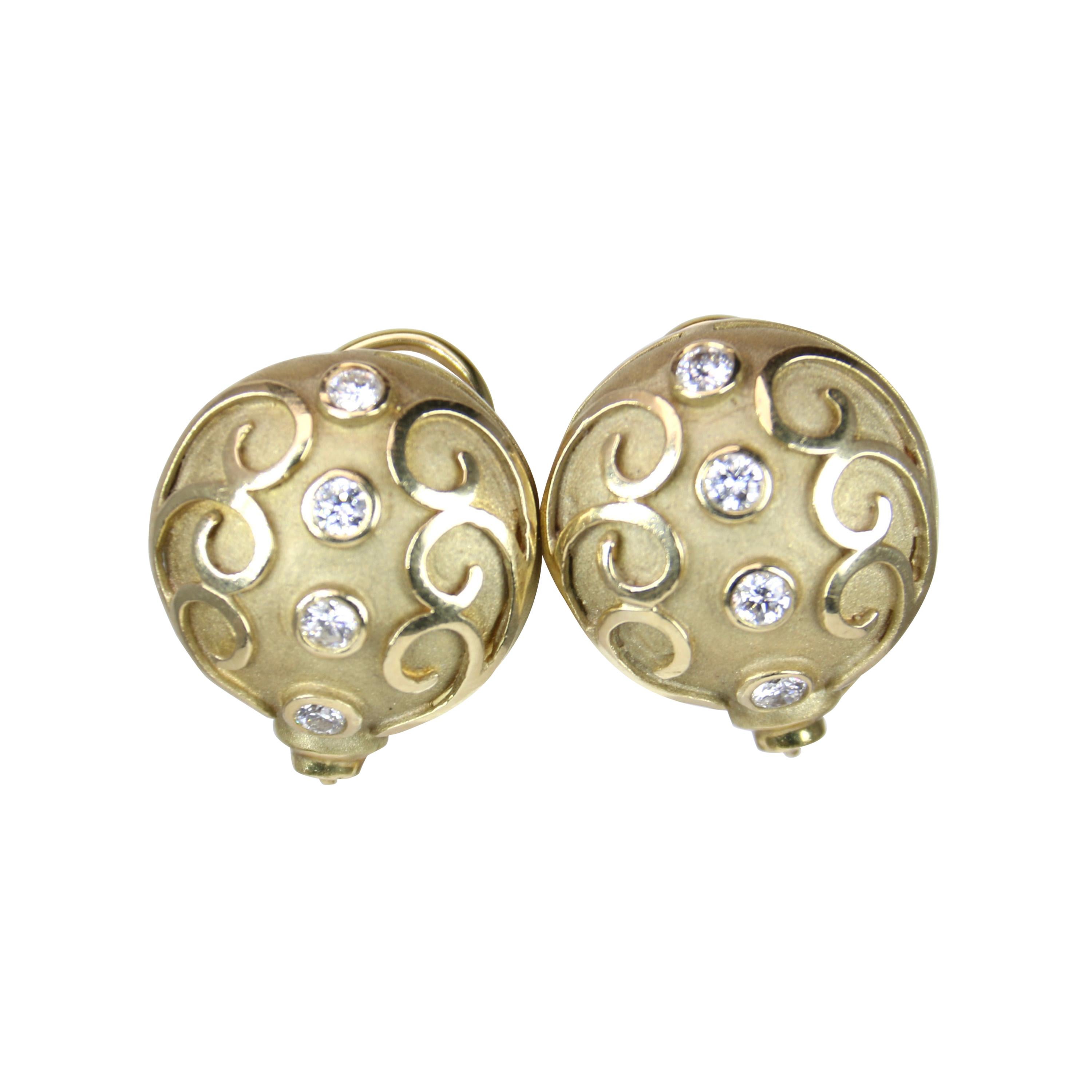 Yellow Gold and Diamond Mahlia Earrings