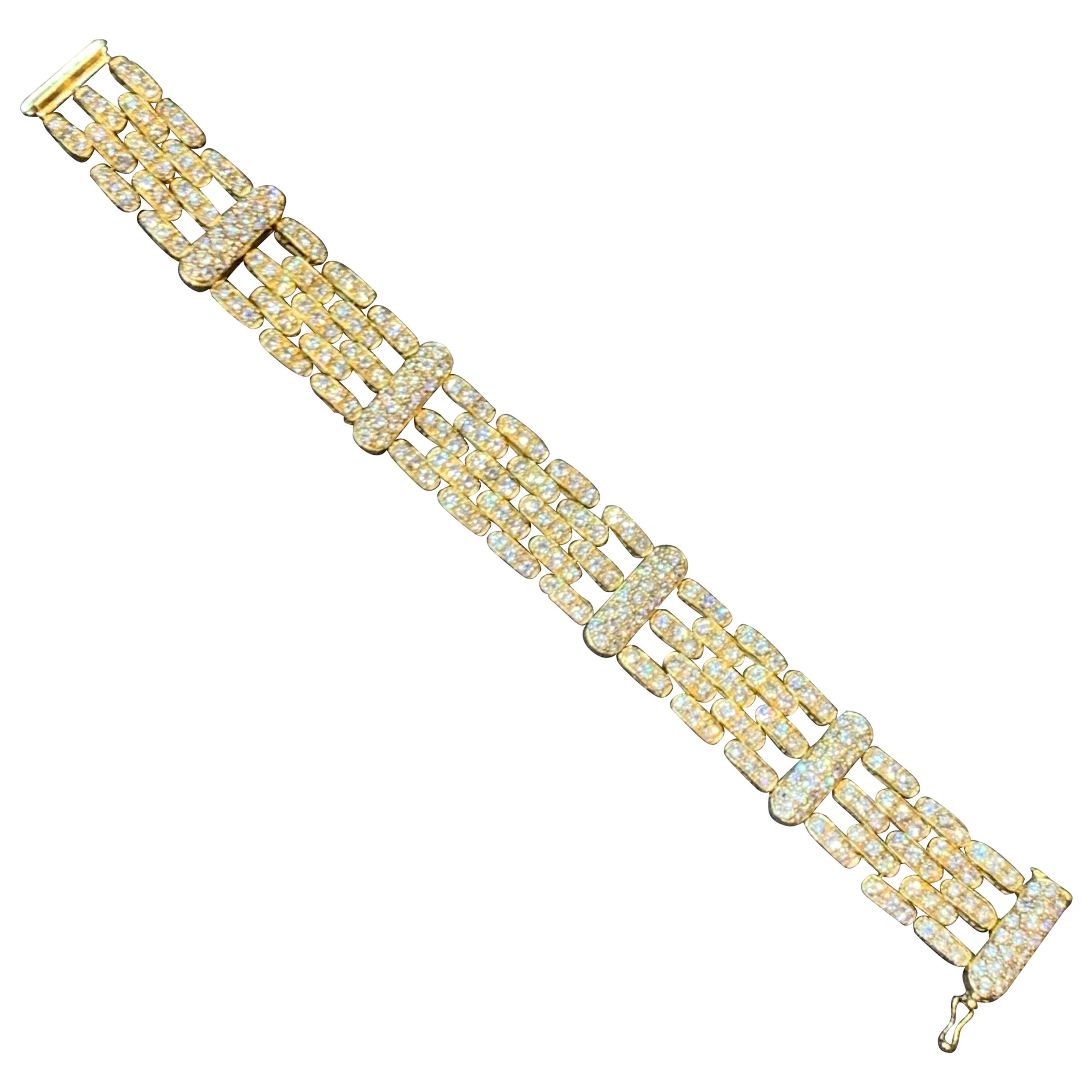 Yellow Gold and Diamond Men's Bracelet For Sale
