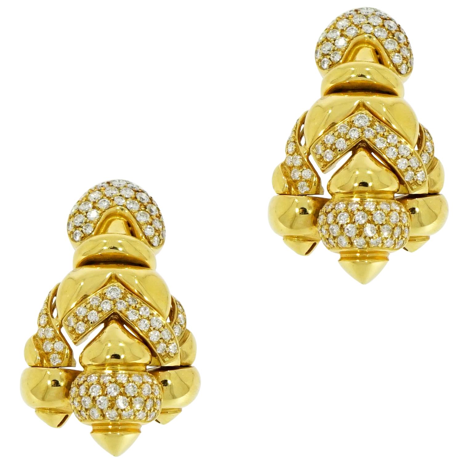 Robert Lee Morris Diamond Yellow Gold Drop Earrings at 1stDibs