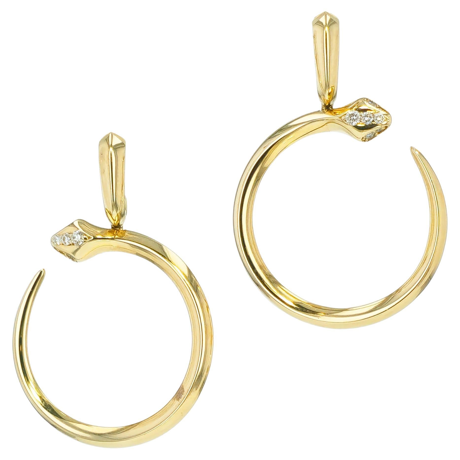 Yellow Gold and Diamond Pave Drop Earrings For Sale