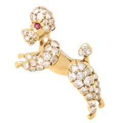 Yellow Gold and Diamond Poodle Brooch, 1960s