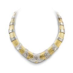 Yellow Gold and Diamond Ribbed Collar