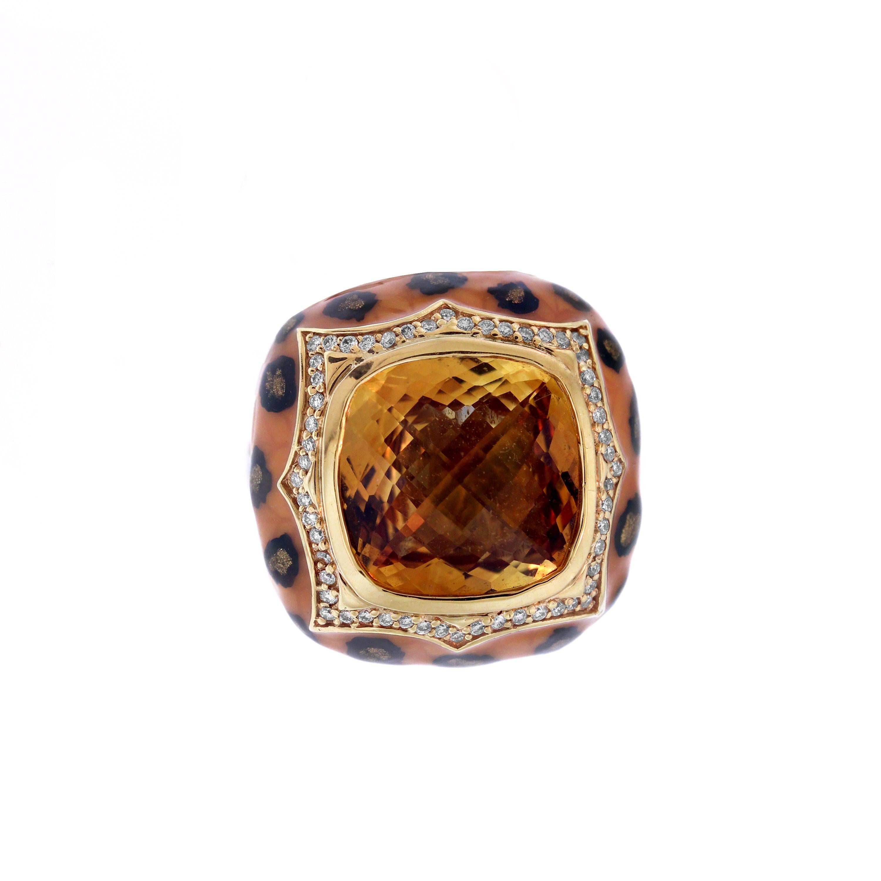 IF YOU ARE REALLY INTERESTED, CONTACT US WITH ANY REASONABLE OFFER. WE WILL TRY OUR BEST TO MAKE YOU HAPPY!

18K Yellow Gold and Diamond Ring with Citrine Center and Orange/Black Enamel

Truly incredible enamel work seen on this ring done in orange